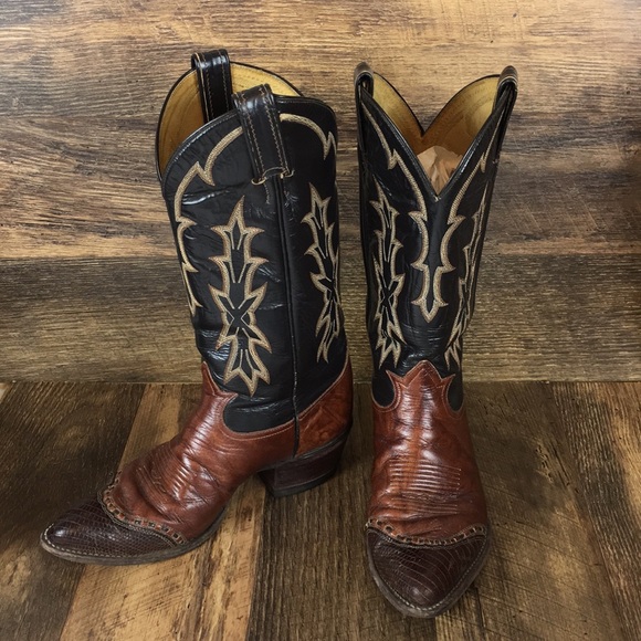 Tony Lama Other - Vintage Tony Lama Lizard Skin Tip Boots Men’s Sz 7